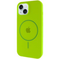 Чохол Silicone Case Full Protective (AA) with MagSafe для Apple iPhone 15 Plus (6.7") Салатовий / Neon green