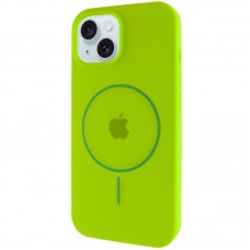 Чохол Silicone Case Full Protective (AA) with MagSafe для Apple iPhone 15 Plus (6.7") Салатовий / Neon green