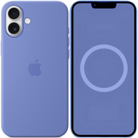 Чохол Silicone case (AAA) with Magsafe and Animation (button) для Apple iPhone 16 (6.1") Periwinkle