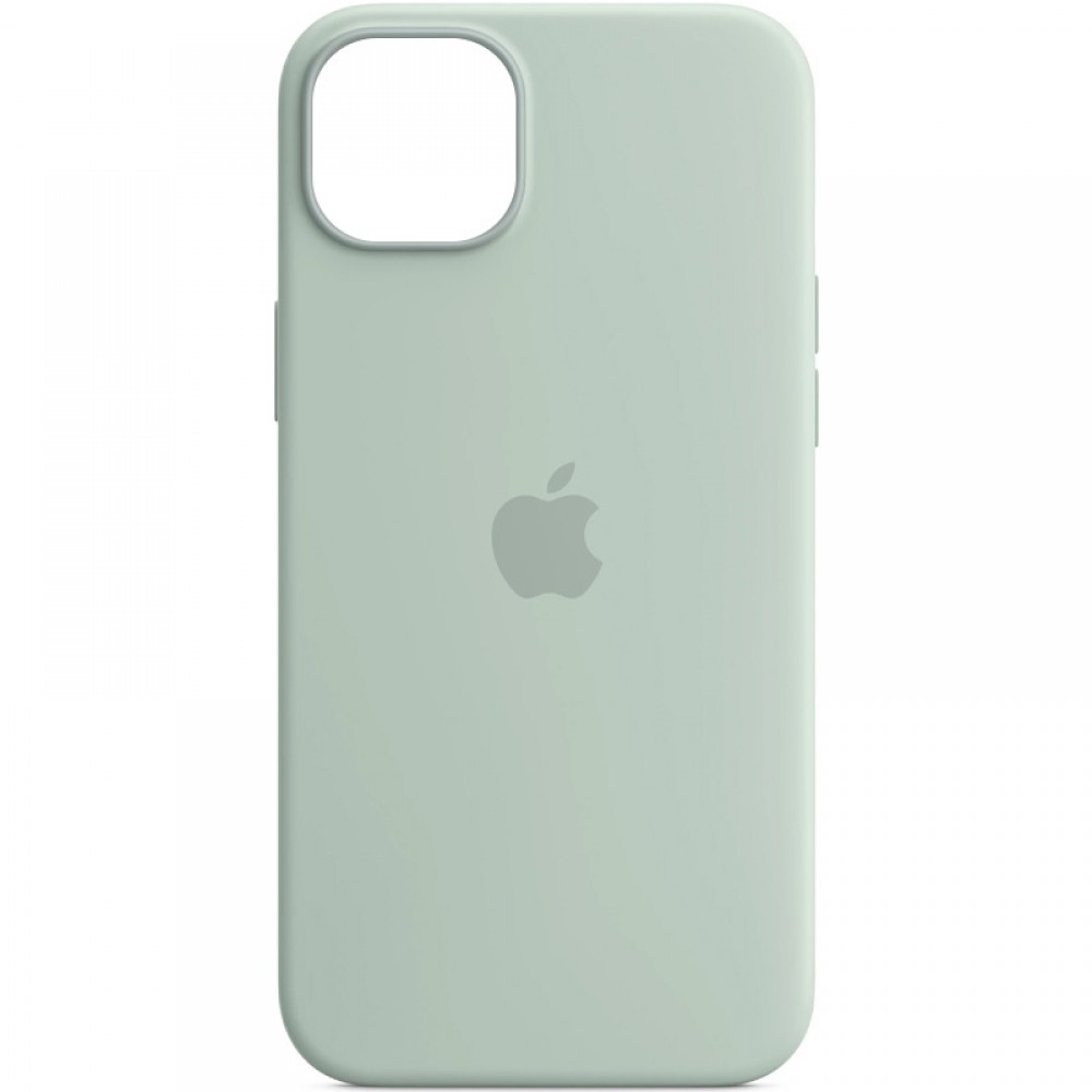 Чохол Silicone case (AAA) with Magsafe and Animation для Apple iPhone 14 (6.1") Бірюзовий / Succulent