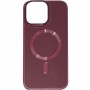 Шкіряний чохол Bonbon Leather Metal Style with MagSafe для Apple iPhone 15 Pro (6.1") Бордовий / Plum