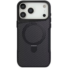 TPU+PC чохол Metal Buttons with MagSafe Carbon Ring для Apple iPhone 17 Pro (6.3") Чорний
