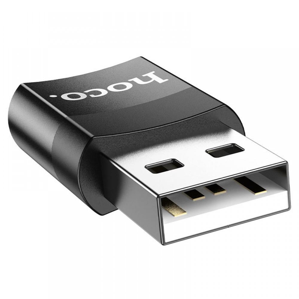 Перехідник Hoco UA17 USB Male to Type-C Female USB2.0 Чорний