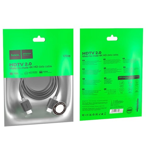 Дата кабель Hoco US08 HDTV 2.0 male to male 4K HD (3m) Black