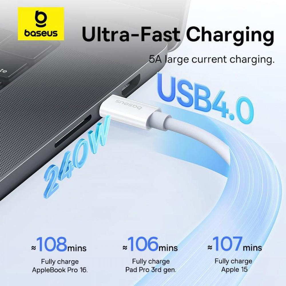 Дата кабель Baseus Superior Series 2 USB4 Full-Function Type-C to Type-C 240W (1m) (P10365200211) Moon White