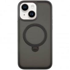 TPU+PC чохол Metal Buttons with MagSafe Colorful HQ Ring для Apple iPhone 15 (6.1") Black