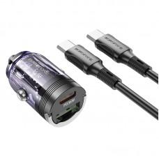 АЗП Borofone BZ29A Talented PD36W+QC3.0 (1C1A) + Type-C to Type-C Transparent purple
