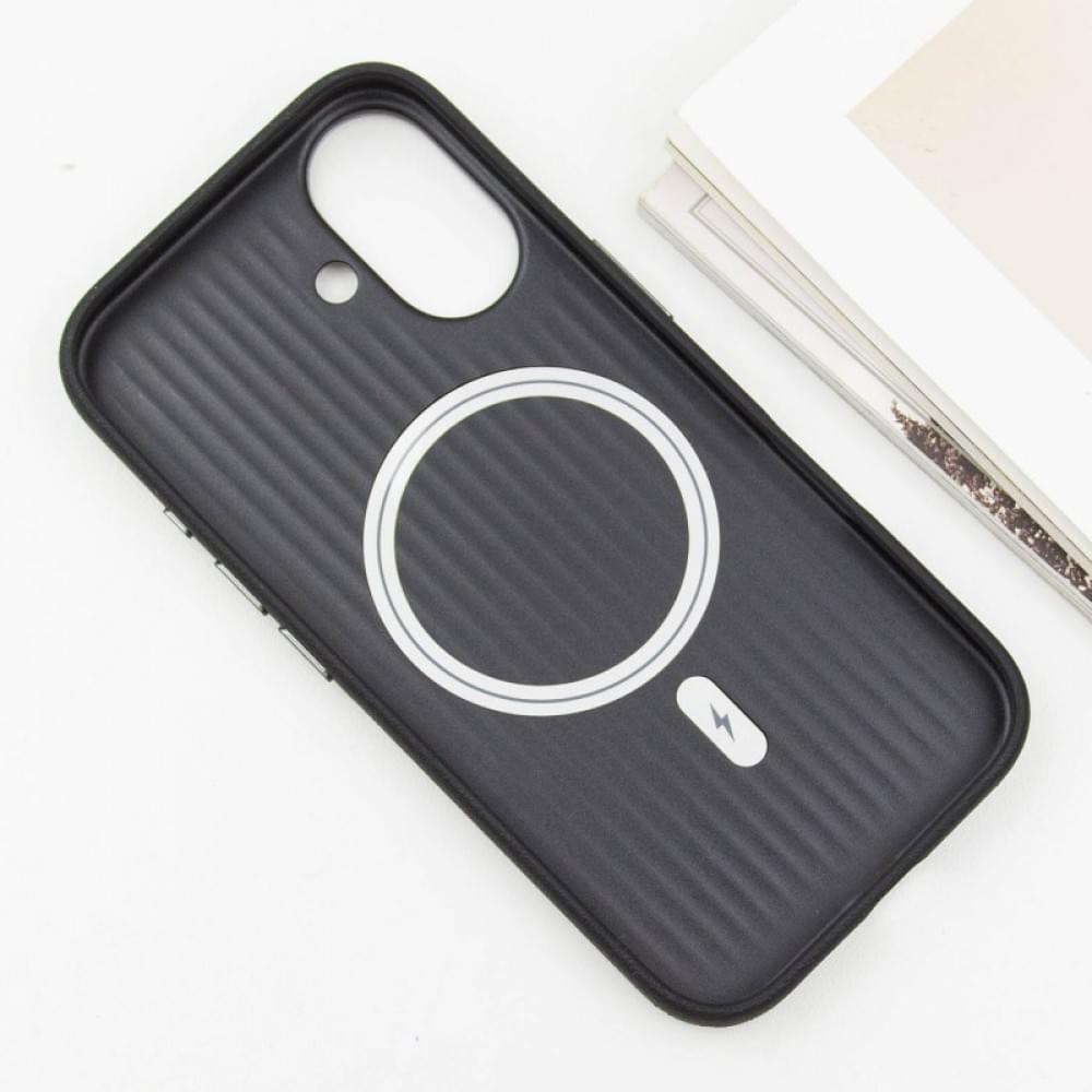 Шкіряний чохол Carved with MagSafe для Apple iPhone 16 (6.1") Black