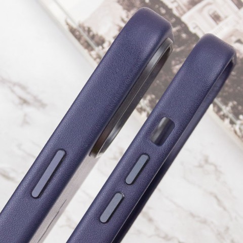 Шкіряний чохол Leather Case (AAA) with MagSafe and Animation для Apple iPhone 14 Pro Max (6.7") Ink