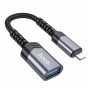 Перехідник Hoco UA24 Lightning male to USB female 2.0 Metal gray