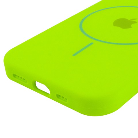 Чохол Silicone Case Full Protective (AA) with MagSafe для Apple iPhone 15 Plus (6.7") Салатовий / Neon green