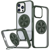 TPU+PC чохол Metal Ring with MagSafe для Apple iPhone 16 Pro (6.3") Зелений