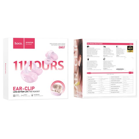 Бездротові TWS навушники Hoco EW57 Auspicious clip-on Pink fluff