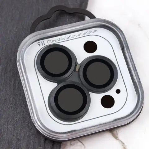 Захисне скло Metal Classic на камеру (у упак.) для Apple iPhone 15 Pro (6.1") / 15 Pro Max (6.7") Чорний / Midnight