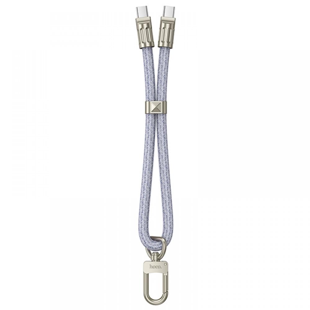 Дата кабель-шнурок Hoco GH5 Elegant Type-C to Type-C (0.21m) Denim Blue