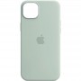 Чохол Silicone case (AAA) full with Magsafe and Animation для Apple iPhone 14 (6.1") Бірюзовий / Succulent