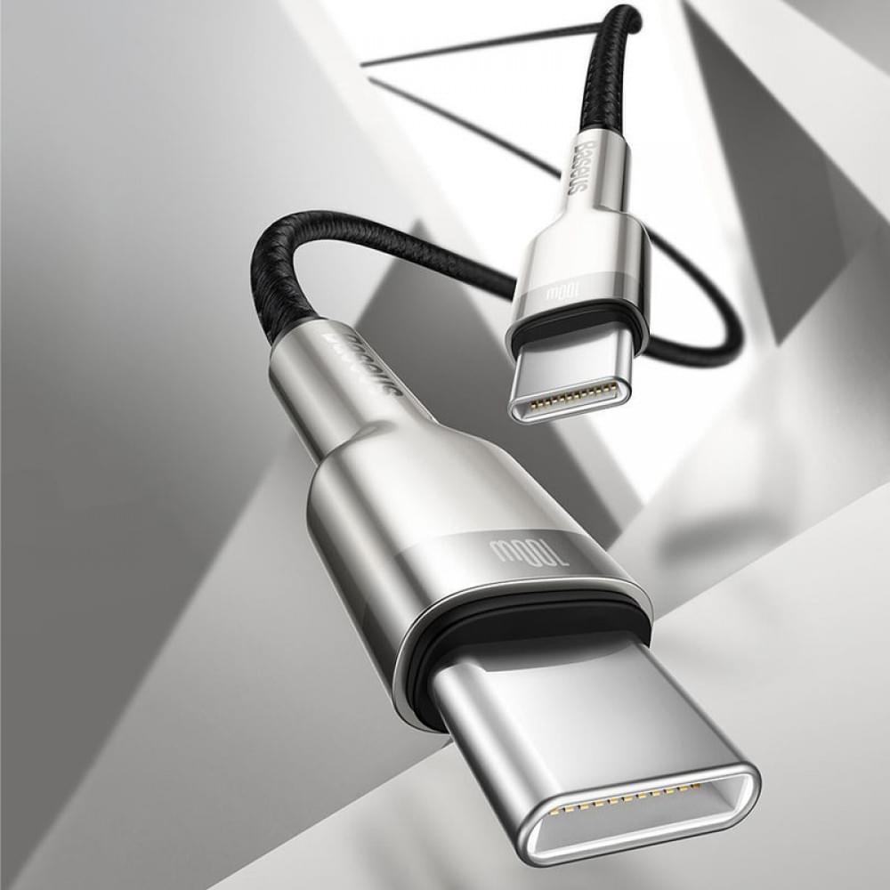 Дата кабель Baseus Cafule Series Metal Type-C to Type-C 100W (1m) (CATJK-C) Чорний