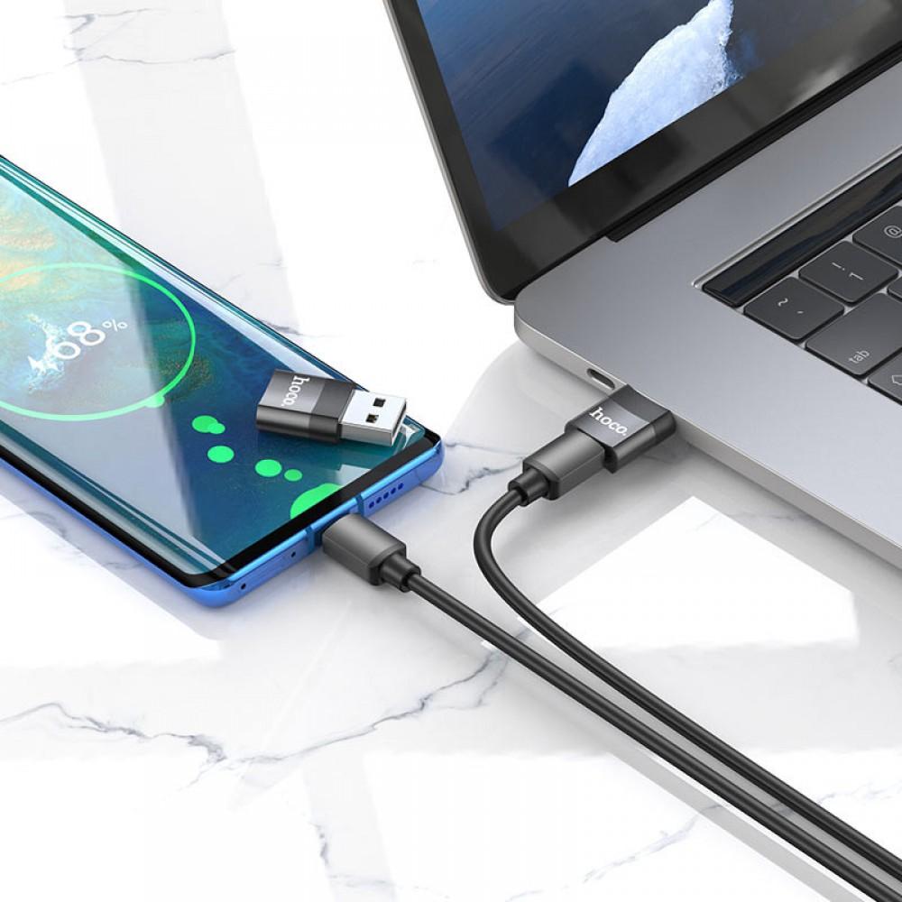 Перехідник Hoco UA17 USB Male to Type-C Female USB2.0 Чорний