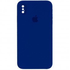 Чохол Silicone Case Square Full Camera Protective (AA) для Apple iPhone XS / X (5.8") Синій / Deep navy