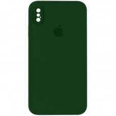 Чохол Silicone Case Square Full Camera Protective (AA) для Apple iPhone XS / X (5.8") Зелений / Army green