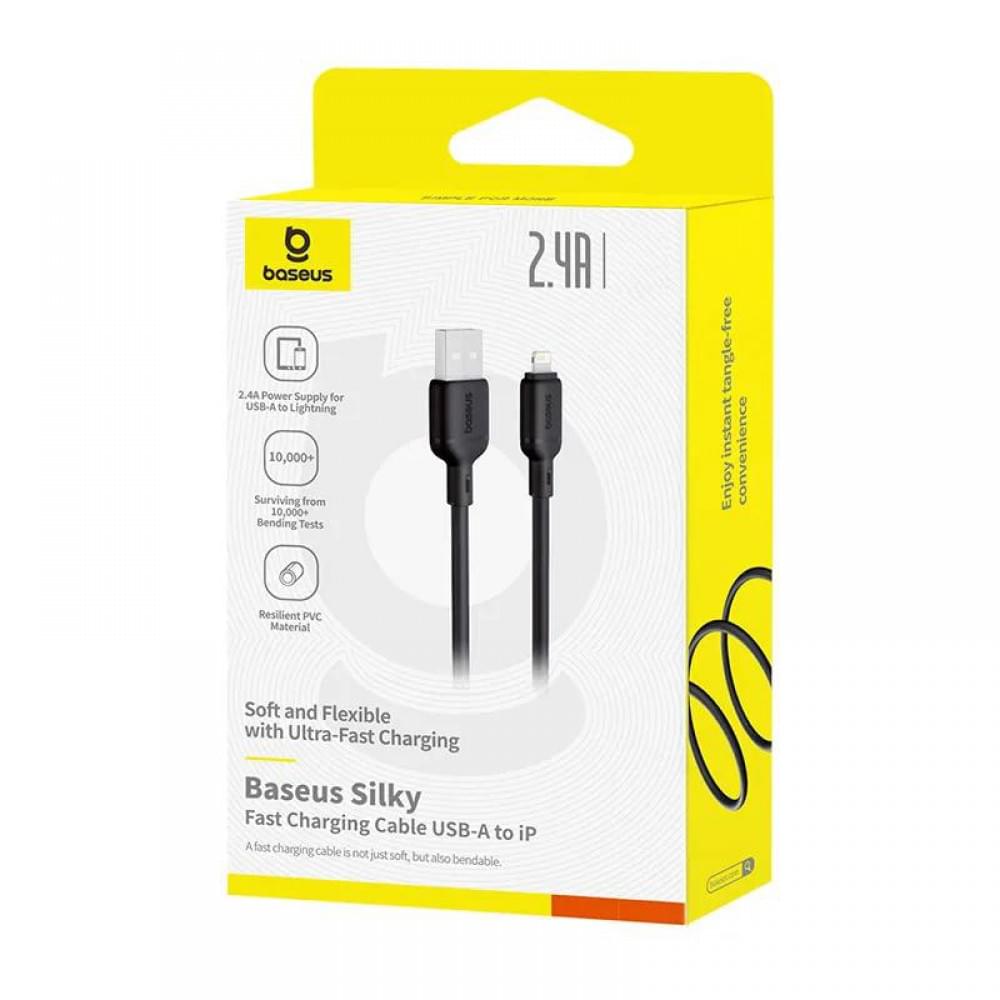 Дата кабель Baseus Silky Series OS Fast Charging USB to Lightning 2.4A (2m) (P1037770) Cluster Black