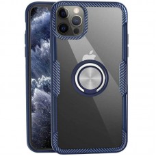 TPU+PC чохол Deen CrystalRing for Magnet (opp) для Apple iPhone 12 Pro / 12 (6.1") Безбарвний / Темно-синій