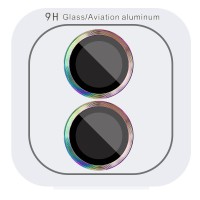 Захисне скло Metal Classic на камеру (у упак.) для Apple iPhone 16 (6.1") / 16 Plus (6.7") Бузковий / Rainbow