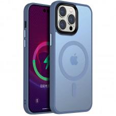 TPU+PC чохол Metal Buttons with MagSafe Colorful для Apple iPhone 12 Pro Max (6.7") Блакитний