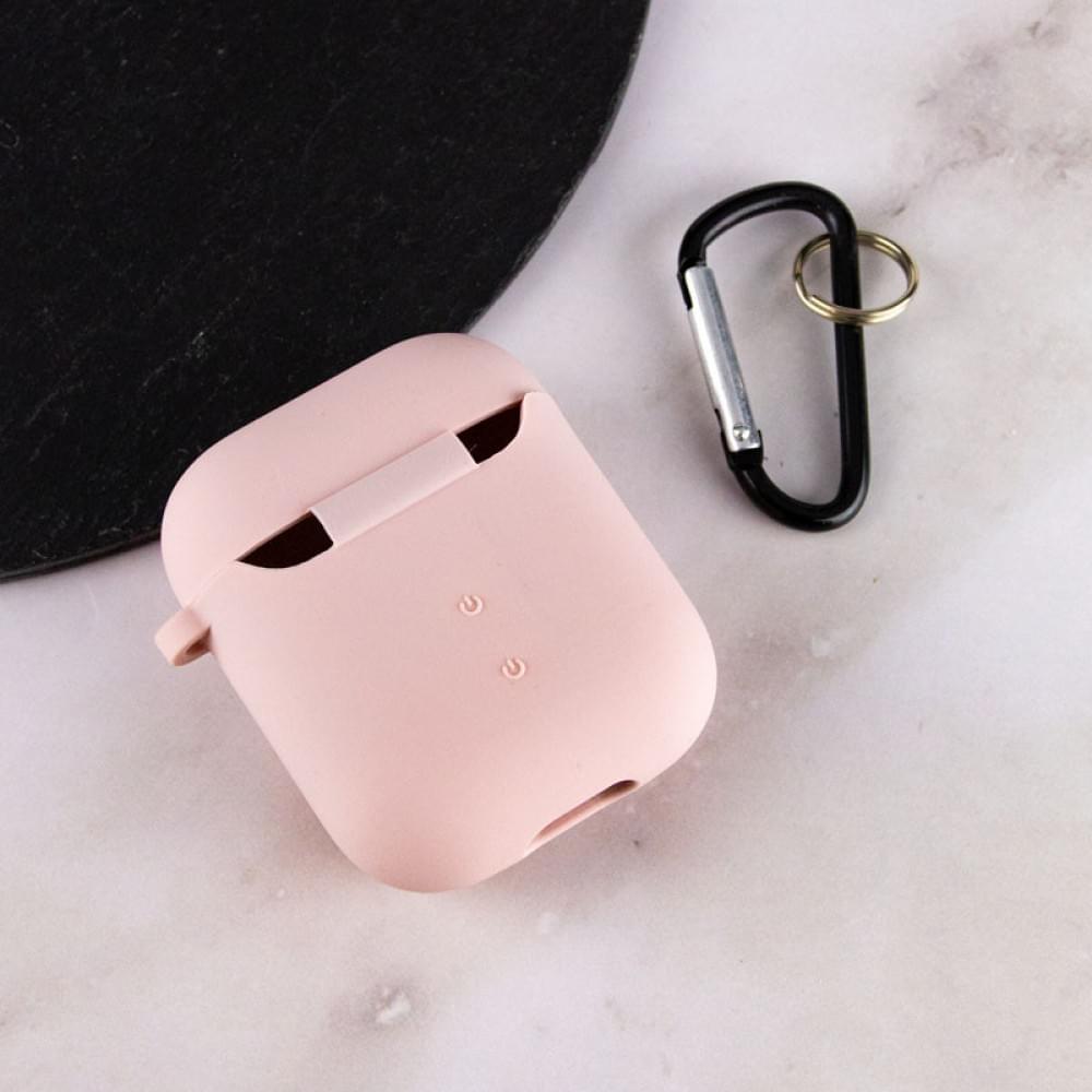 Силіконовий футляр з мікрофіброю для навушників Airpods 1/2 Рожевий / Pink Sand