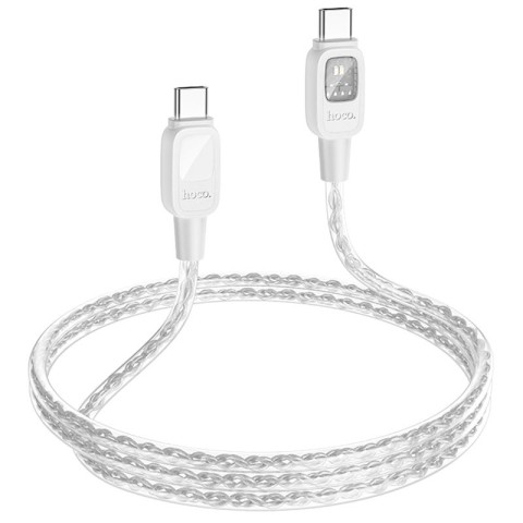 Дата кабель Hoco U124 Stone silicone power-off 60W Type-C to Type-C (1.2m) Gray