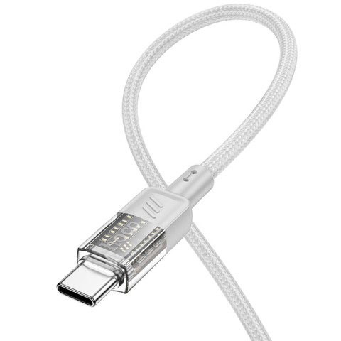 Дата кабель Hoco U129 Spirit Transparent Type-C to Type-C 60W (1.2m) Gray