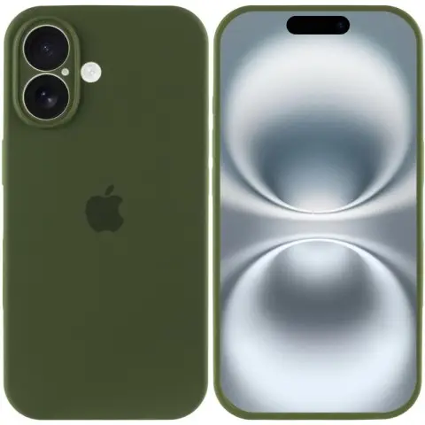 Чохол Silicone Case Full Camera Protective (AA) для Apple iPhone 16 (6.1") Зелений / Dark Olive