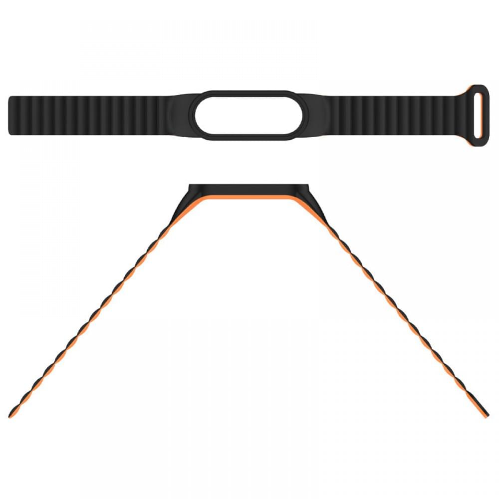 Ремінець Dual-color Magnetic для Xiaomi Mi Band 7/6/5/4/3 Black / Orange