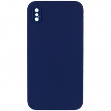 Silicone Case Square Full Camera Protective (AA) NOLOGO для Apple iPhone X / XS (5.8") Темно-синій / Midnight blue