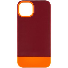Чохол TPU+PC Bichromatic для Apple iPhone 13 (6.1") Brown burgundy / Orange