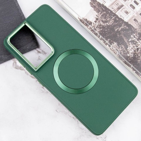 TPU чохол Bonbon Metal Style with MagSafe для Samsung Galaxy S24 Ultra Зелений / Army Green