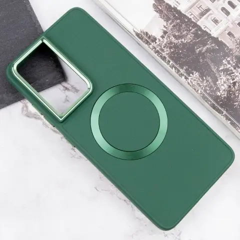 TPU чохол Bonbon Metal Style with MagSafe для Samsung Galaxy S24 Ultra Зелений / Army Green