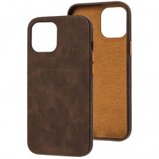 Шкіряний чохол Croco Leather для Apple iPhone 13 Pro Max (6.7") Brown