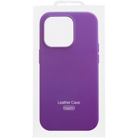 Шкіряний чохол Leather Case (AAA) with MagSafe and Animation для Apple iPhone 14 (6.1") Deep Violet