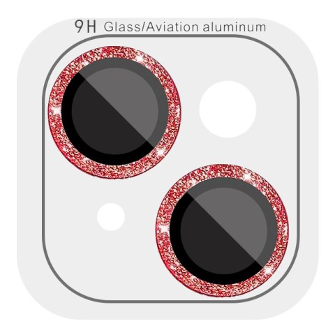 Захисне скло Metal Sparkles на камеру (у упак.) для Apple iPhone 15 (6.1") / 15 Plus (6.7") Червоний / Red