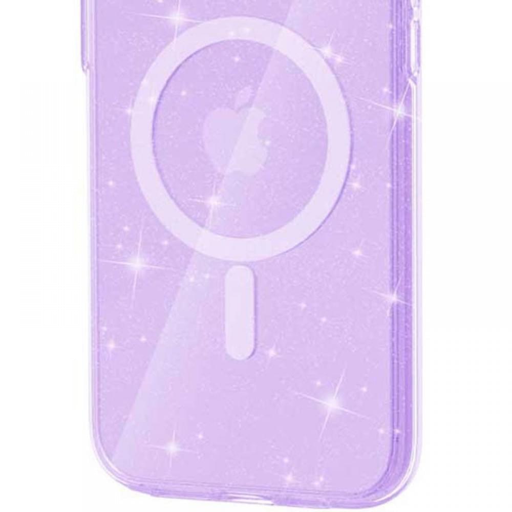 Чохол TPU Galaxy Sparkle (MagFit) для Apple iPhone 16 (6.1") Purple+Glitter