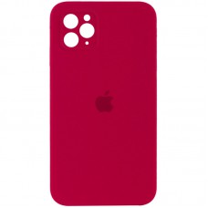 Чохол Silicone Case Square Full Camera Protective (AA) для Apple iPhone 11 Pro Max (6.5") Червоний / Rose Red