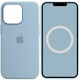 Чохол Silicone case (AAA) with Magsafe and Animation для Apple iPhone 13 Pro (6.1") Блакитний / Blue Fog