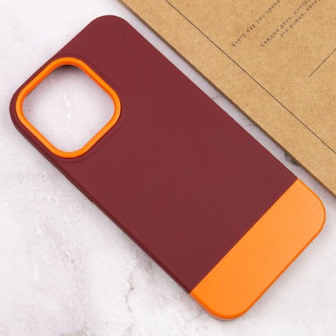 Чохол TPU+PC Bichromatic для Apple iPhone 13 Pro Max (6.7") Brown burgundy / Orange