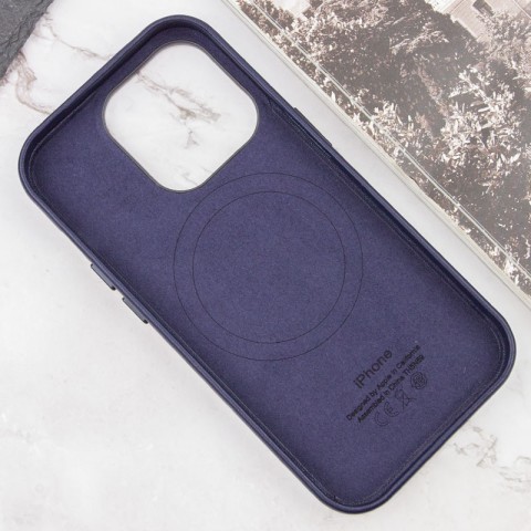 Шкіряний чохол Leather Case (AAA) with MagSafe and Animation для Apple iPhone 14 Pro Max (6.7") Ink