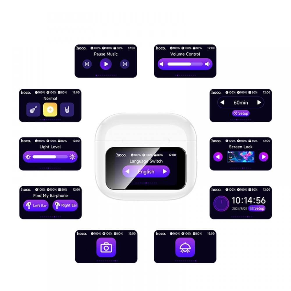 Бездротові TWS навушники Hoco EW81 Elegant with Touch Screen ANC White