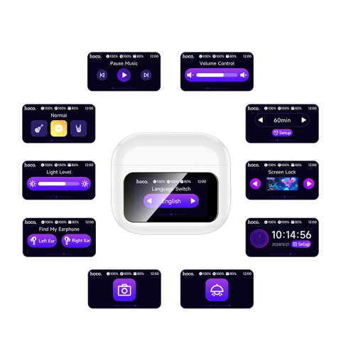 Бездротові TWS навушники Hoco EW81 Elegant with Touch Screen ANC White