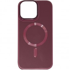 Шкіряний чохол Bonbon Leather Metal Style with MagSafe для Apple iPhone 15 Pro Max (6.7") Бордовий / Plum
