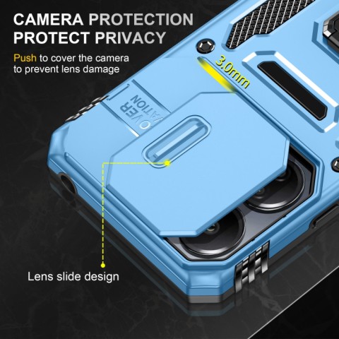 Ударостійкий чохол Camshield Army Ring для Xiaomi Redmi 13C / Poco C65 Блакитний / Light Blue