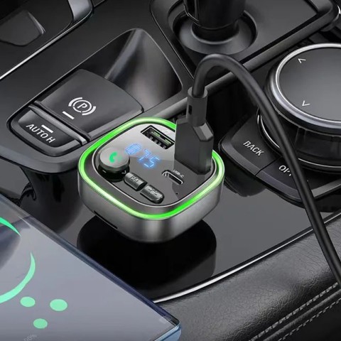 АЗП FM модулятор Borofone BC48 Broad 18W+QC3.0 (2USB-A/1C) Black